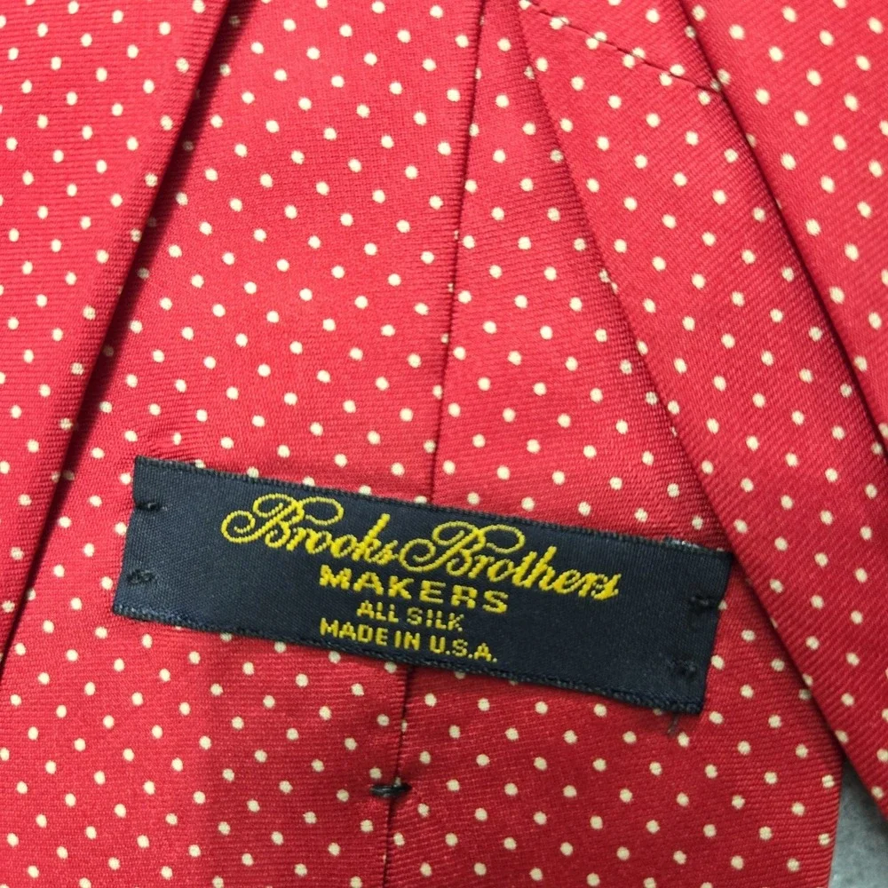 Brooks Brothers‎ Tie Mens Red Silk Polka Dot Made In USA Classic Necktie Formal
